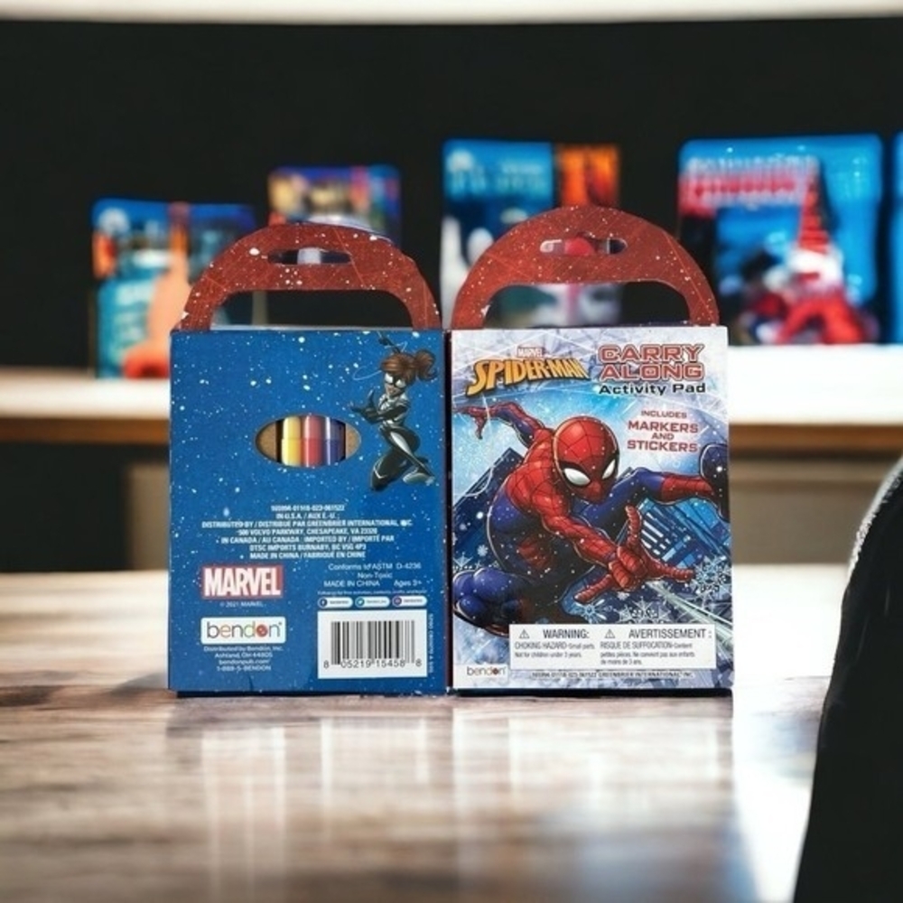 2x Marvel Spider-Man Carry Along Activity Pads Set Markers Stickers Travel Toy